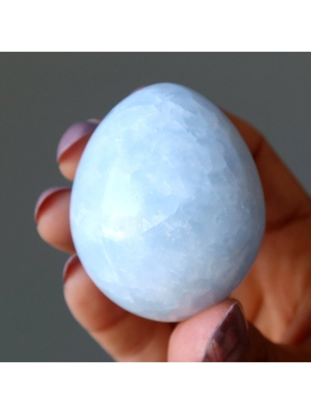 Blue Calcite Egg Renewed Hope Energy Calming Crystal Healing Stone Decor Gift